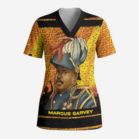 Marcus Garvey Scrub Top Yellow African Pattern Design Pan African Flag Civil Rights Movement Tribute - Wonder Print Shop