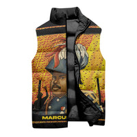 Marcus Garvey Sleeveless Puffer Jacket Yellow African Pattern Design Pan African Flag Civil Rights Movement Tribute - Wonder Print Shop