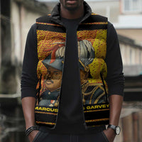 Marcus Garvey Sleeveless Puffer Jacket Yellow African Pattern Design Pan African Flag Civil Rights Movement Tribute - Wonder Print Shop
