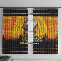 Marcus Garvey Window Curtain Yellow African Pattern Design Pan African Flag Civil Rights Movement Tribute - Wonder Print Shop