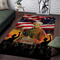 Harriet Tubman Area Rug American Flag Background Underground Railroad Quote Powerful Civil Rights - Wonder Print Shop