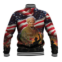 Harriet Tubman Baseball Jacket American Flag Background Underground Railroad Quote Powerful Civil Rights - Wonder Print Shop