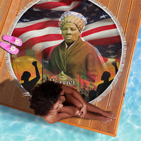 Harriet Tubman Beach Blanket American Flag Background Underground Railroad Quote Powerful Civil Rights - Wonder Print Shop