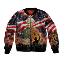 Harriet Tubman Bomber Jacket American Flag Background Underground Railroad Quote Powerful Civil Rights - Wonder Print Shop