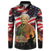 Harriet Tubman Button Sweatshirt American Flag Background Underground Railroad Quote Powerful Civil Rights