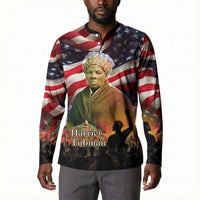 Harriet Tubman Button Sweatshirt American Flag Background Underground Railroad Quote Powerful Civil Rights