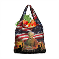 Harriet Tubman Grocery Bag American Flag Background Underground Railroad Quote Powerful Civil Rights - Wonder Print Shop