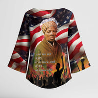 Harriet Tubman Kimono Sleeve Blouse American Flag Background Underground Railroad Quote Powerful Civil Rights - Wonder Print Shop