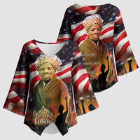 Harriet Tubman Kimono Sleeve Blouse American Flag Background Underground Railroad Quote Powerful Civil Rights - Wonder Print Shop