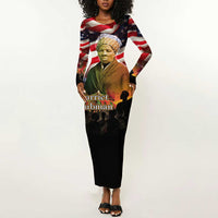 Harriet Tubman Long Sleeve Bodycon Dress American Flag Background Underground Railroad Quote Powerful Civil Rights - Wonder Print Shop