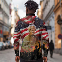 Harriet Tubman Long Sleeve Button Shirt American Flag Background Underground Railroad Quote Powerful Civil Rights - Wonder Print Shop
