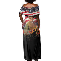 Harriet Tubman Off Shoulder Maxi Dress American Flag Background Underground Railroad Quote Powerful Civil Rights - Wonder Print Shop