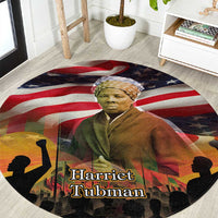 Harriet Tubman Round Carpet American Flag Background Underground Railroad Quote Powerful Civil Rights - Wonder Print Shop