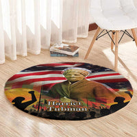 Harriet Tubman Round Carpet American Flag Background Underground Railroad Quote Powerful Civil Rights - Wonder Print Shop