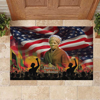 Harriet Tubman Rubber Doormat American Flag Background Underground Railroad Quote Powerful Civil Rights - Wonder Print Shop