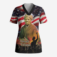 Harriet Tubman Scrub Top American Flag Background Underground Railroad Quote Powerful Civil Rights - Wonder Print Shop