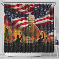 Harriet Tubman Shower Curtain American Flag Background Underground Railroad Quote Powerful Civil Rights - Wonder Print Shop