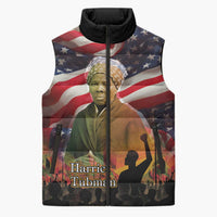 Harriet Tubman Sleeveless Puffer Jacket American Flag Background Underground Railroad Quote Powerful Civil Rights - Wonder Print Shop