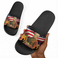 Harriet Tubman Slide Sandals American Flag Background Underground Railroad Quote Powerful Civil Rights - Wonder Print Shop