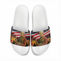 Harriet Tubman Slide Sandals American Flag Background Underground Railroad Quote Powerful Civil Rights - Wonder Print Shop