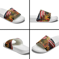 Harriet Tubman Slide Sandals American Flag Background Underground Railroad Quote Powerful Civil Rights - Wonder Print Shop
