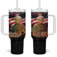 Harriet Tubman Tumbler With Handle American Flag Background Underground Railroad Quote Powerful Civil Rights - Wonder Print Shop