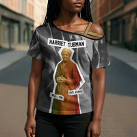 Harriet Tubman Cross Shoulder Shirt American Flag Background Civil Rights Quote Keep Going Tribute Design - Wonder Print Shop