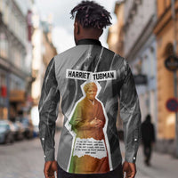 Harriet Tubman Long Sleeve Button Shirt American Flag Background Civil Rights Quote Keep Going Tribute Design - Wonder Print Shop