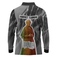Harriet Tubman Long Sleeve Polo Shirt American Flag Background Civil Rights Quote Keep Going Tribute Design - Wonder Print Shop