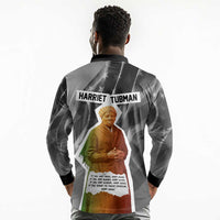 Harriet Tubman Long Sleeve Polo Shirt American Flag Background Civil Rights Quote Keep Going Tribute Design - Wonder Print Shop