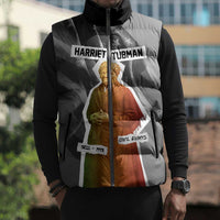 Harriet Tubman Sleeveless Puffer Jacket American Flag Background Civil Rights Quote Keep Going Tribute Design - Wonder Print Shop