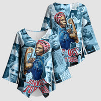 Harriet Tubman Kimono Sleeve Blouse Newspaper Collage Design We Out Quote Strong Woman Tribute Underground Railroad Legacy - Wonder Print Shop