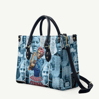 Harriet Tubman Leather Bag Newspaper Collage Design We Out Quote Strong Woman Tribute Underground Railroad Legacy - Wonder Print Shop