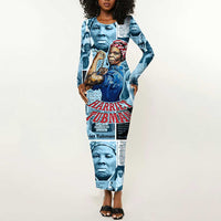 Harriet Tubman Long Sleeve Bodycon Dress Newspaper Collage Design We Out Quote Strong Woman Tribute Underground Railroad Legacy - Wonder Print Shop