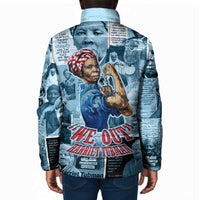 Harriet Tubman Padded Jacket Newspaper Collage Design We Out Quote Strong Woman Tribute Underground Railroad Legacy - Wonder Print Shop