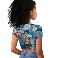 Harriet Tubman Raglan Cropped T shirt Newspaper Collage Design We Out Quote Strong Woman Tribute Underground Railroad Legacy TS04