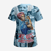 Harriet Tubman Scrub Top Newspaper Collage Design We Out Quote Strong Woman Tribute Underground Railroad Legacy - Wonder Print Shop