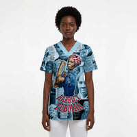 Harriet Tubman Scrub Top Newspaper Collage Design We Out Quote Strong Woman Tribute Underground Railroad Legacy - Wonder Print Shop