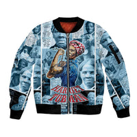Harriet Tubman Sleeve Zip Bomber Jacket Newspaper Collage Design We Out Quote Strong Woman Tribute Underground Railroad Legacy - Wonder Print Shop