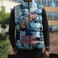Harriet Tubman Sleeveless Puffer Jacket Newspaper Collage Design We Out Quote Strong Woman Tribute Underground Railroad Legacy - Wonder Print Shop