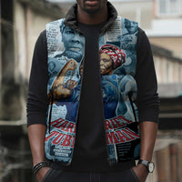 Harriet Tubman Sleeveless Puffer Jacket Newspaper Collage Design We Out Quote Strong Woman Tribute Underground Railroad Legacy - Wonder Print Shop