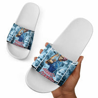 Harriet Tubman Slide Sandals Newspaper Collage Design We Out Quote Strong Woman Tribute Underground Railroad Legacy - Wonder Print Shop