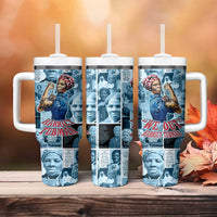 Harriet Tubman Tumbler With Handle Newspaper Collage Design We Out Quote Strong Woman Tribute Underground Railroad Legacy - Wonder Print Shop