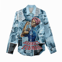 Harriet Tubman Women Casual Shirt Newspaper Collage Design We Out Quote Strong Woman Tribute Underground Railroad Legacy - Wonder Print Shop