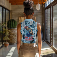Harriet Tubman Women Sleeveless Polo Shirt Newspaper Collage Design We Out Quote Strong Woman Tribute Underground Railroad Legacy - Wonder Print Shop