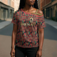 Black Heritage Tree Cross Shoulder Shirt African Root Black History Kente Pattern