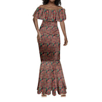Black Heritage Tree Mermaid Dress African Root Black History Kente Pattern