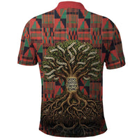 Black Heritage Tree Polo Shirt African Root Black History Kente Pattern