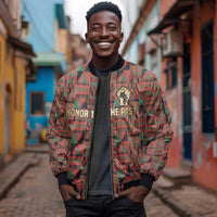 Black Heritage Tree Sleeve Zip Bomber Jacket African Root Black History Kente Pattern