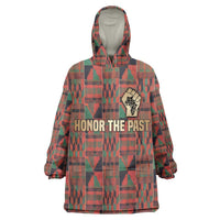 Black Heritage Tree Wearable Blanket Hoodie African Root Black History Kente Pattern